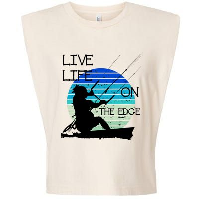 Vintage Sunset Retro Sunrise Black Kitesurfer Silhouette 1 Gift Garment-Dyed Women's Muscle Tee