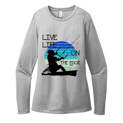 Vintage Sunset Retro Sunrise Black Kitesurfer Silhouette 1 Gift Womens CVC Long Sleeve Shirt