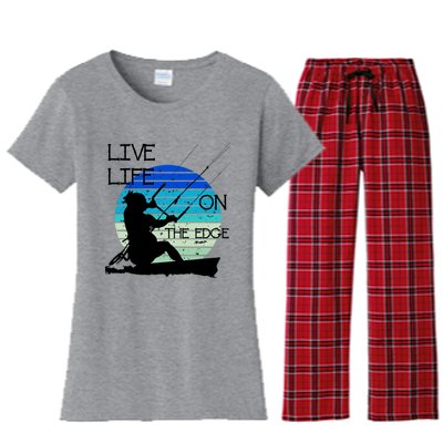 Vintage Sunset Retro Sunrise Black Kitesurfer Silhouette 1 Gift Women's Flannel Pajama Set