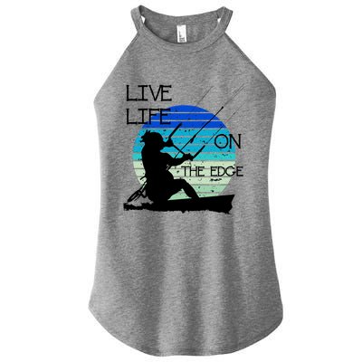 Vintage Sunset Retro Sunrise Black Kitesurfer Silhouette 1 Gift Women's Perfect Tri Rocker Tank