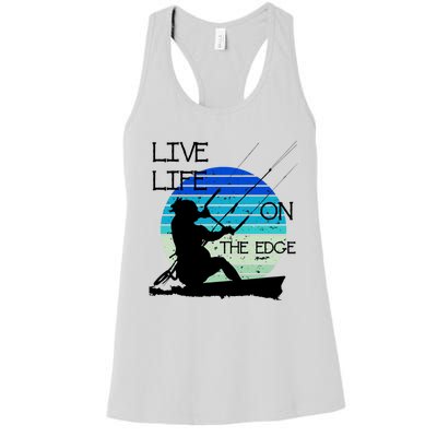 Vintage Sunset Retro Sunrise Black Kitesurfer Silhouette 1 Gift Women's Racerback Tank