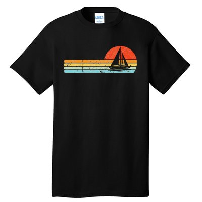 Vintage Sailboat Retro Sunset Boat Captain Sailing Gear Tall T-Shirt