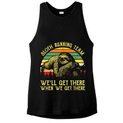 Vintage Sloth Running Team Well Get There Funny Sloth Ladies PosiCharge Tri-Blend Wicking Tank
