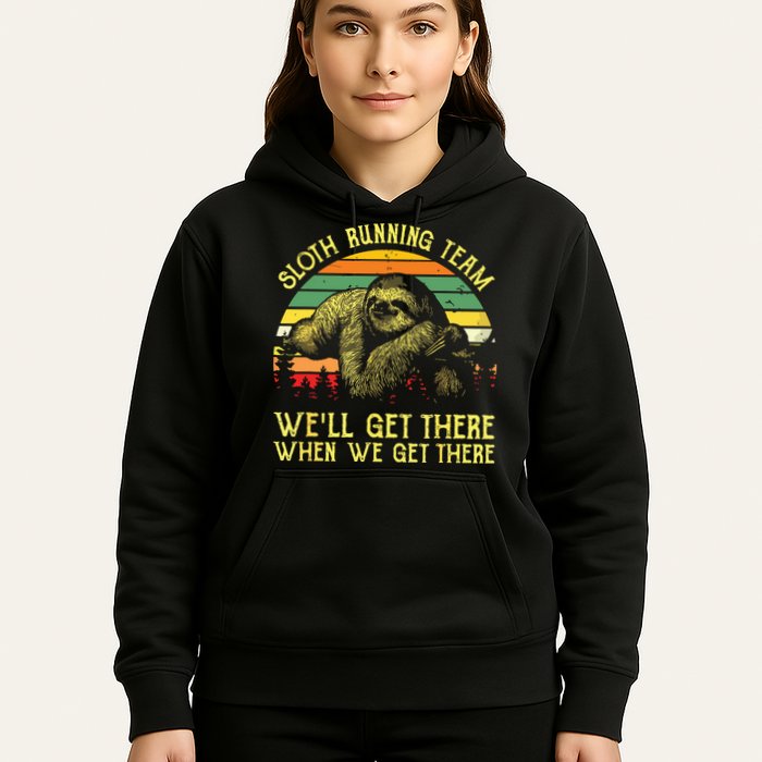 Vintage Sloth Running Team Well Get There Funny Sloth Hoodie