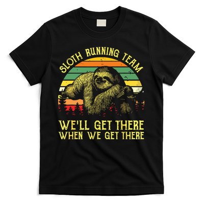 Vintage Sloth Running Team Well Get There Funny Sloth T-Shirt