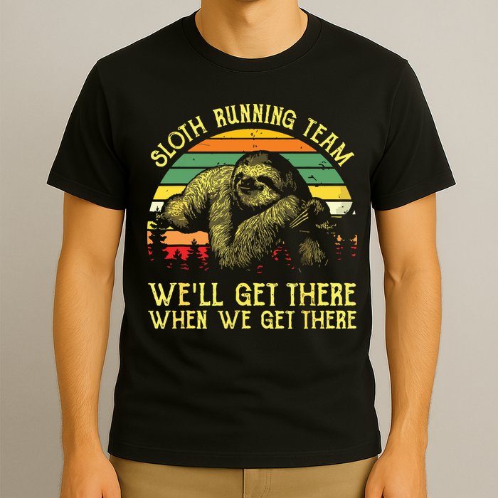 Vintage Sloth Running Team Well Get There Funny Sloth T-Shirt