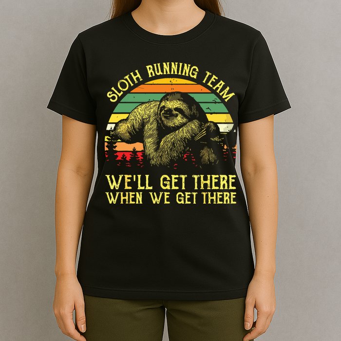 Vintage Sloth Running Team Well Get There Funny Sloth T-Shirt