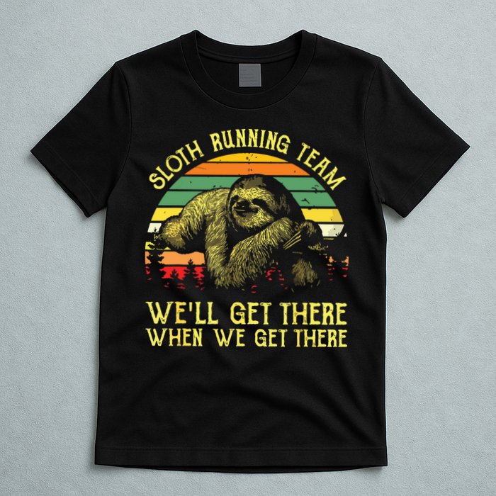 Vintage Sloth Running Team Well Get There Funny Sloth T-Shirt