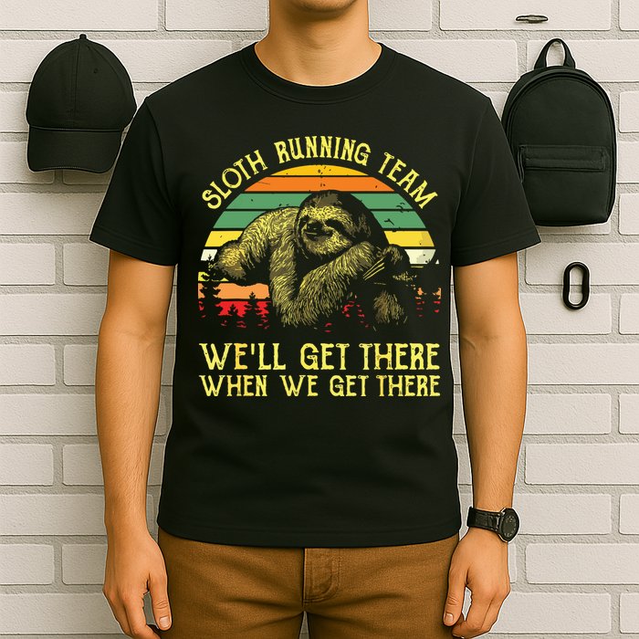Vintage Sloth Running Team Well Get There Funny Sloth T-Shirt