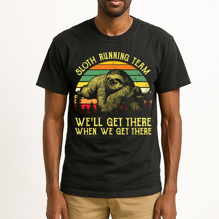 Vintage Sloth Running Team Well Get There Funny Sloth Tall T-Shirt