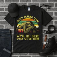 Vintage Sloth Running Team Well Get There Funny Sloth Tall T-Shirt