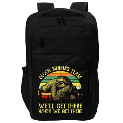 Vintage Sloth Running Team Well Get There Funny Sloth Impact Tech Backpack