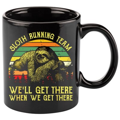 Vintage Sloth Running Team Well Get There Funny Sloth 11oz C Handle Ceramic Mug