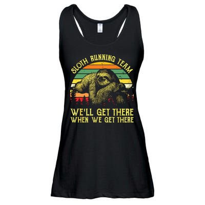 Vintage Sloth Running Team Well Get There Funny Sloth Ladies Essential Flowy Tank
