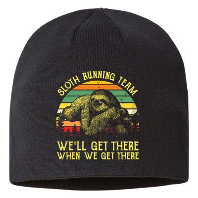 Vintage Sloth Running Team Well Get There Funny Sloth Sustainable Beanie
