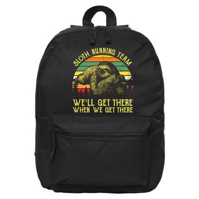 Vintage Sloth Running Team Well Get There Funny Sloth 16 in Basic Backpack