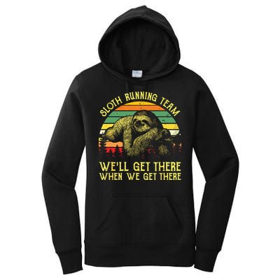 Vintage Sloth Running Team Well Get There Funny Sloth Women's Pullover Hoodie