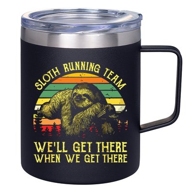 Vintage Sloth Running Team Well Get There Funny Sloth 12oz Stainless Steel Coffee Mug