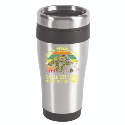 Vintage Sloth Running Team Well Get There Funny Sloth 16oz Travel Tumbler