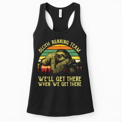 Vintage Sloth Running Team Well Get There Funny Sloth Womens Tank Top