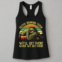 Vintage Sloth Running Team Well Get There Funny Sloth Womens Tank Top