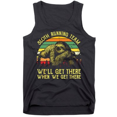 Vintage Sloth Running Team Well Get There Funny Sloth Tank Top