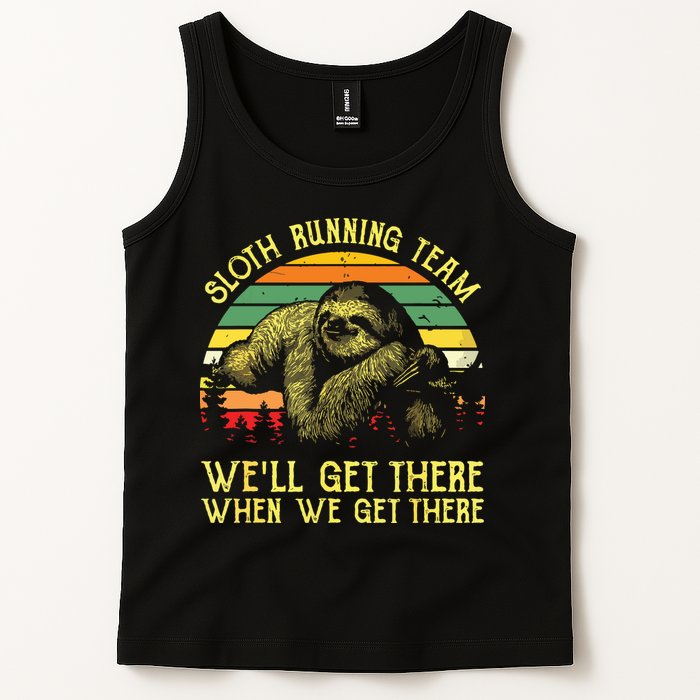 Vintage Sloth Running Team Well Get There Funny Sloth Tank Top