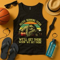 Vintage Sloth Running Team Well Get There Funny Sloth Tank Top