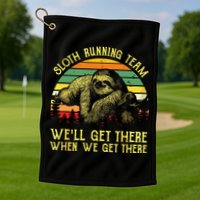 Vintage Sloth Running Team Well Get There Funny Sloth Golf Towel
