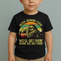 Vintage Sloth Running Team Well Get There Funny Sloth Toddler T-Shirt