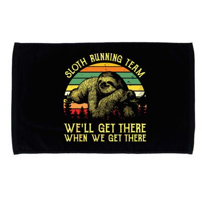 Vintage Sloth Running Team Well Get There Funny Sloth Microfiber Hand Towel
