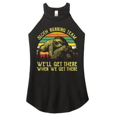 Vintage Sloth Running Team Well Get There Funny Sloth Women's Perfect Tri Rocker Tank