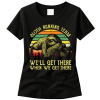 Vintage Sloth Running Team Well Get There Funny Sloth Womens T-Shirt