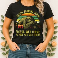 Vintage Sloth Running Team Well Get There Funny Sloth Womens T-Shirt
