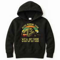 Vintage Sloth Running Team Well Get There Funny Sloth Kids Hoodie