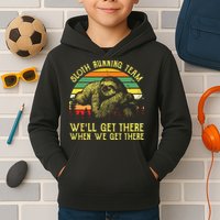 Vintage Sloth Running Team Well Get There Funny Sloth Kids Hoodie