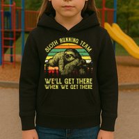 Vintage Sloth Running Team Well Get There Funny Sloth Kids Hoodie