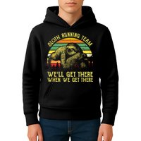 Vintage Sloth Running Team Well Get There Funny Sloth Kids Hoodie