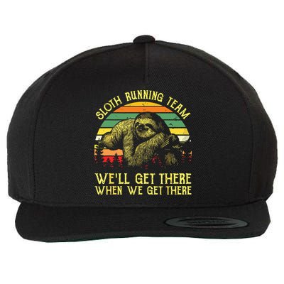 Vintage Sloth Running Team Well Get There Funny Sloth Wool Snapback Cap