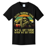 Vintage Sloth Running Team Well Get There Funny Sloth Kids T-Shirt