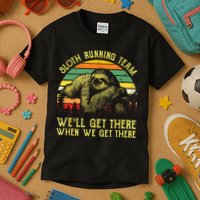 Vintage Sloth Running Team Well Get There Funny Sloth Kids T-Shirt