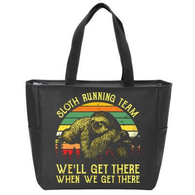 Vintage Sloth Running Team Well Get There Funny Sloth Zip Tote Bag