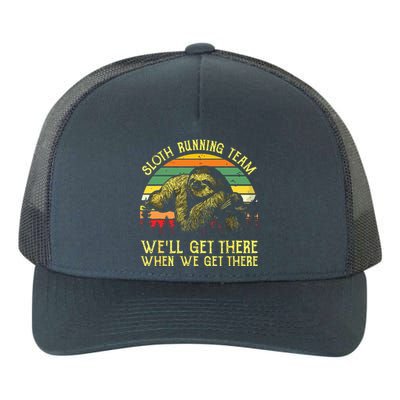 Vintage Sloth Running Team Well Get There Funny Sloth Yupoong Adult 5-Panel Trucker Hat