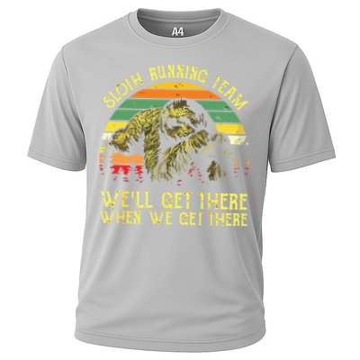 Vintage Sloth Running Team Well Get There Funny Sloth Performance Shirt