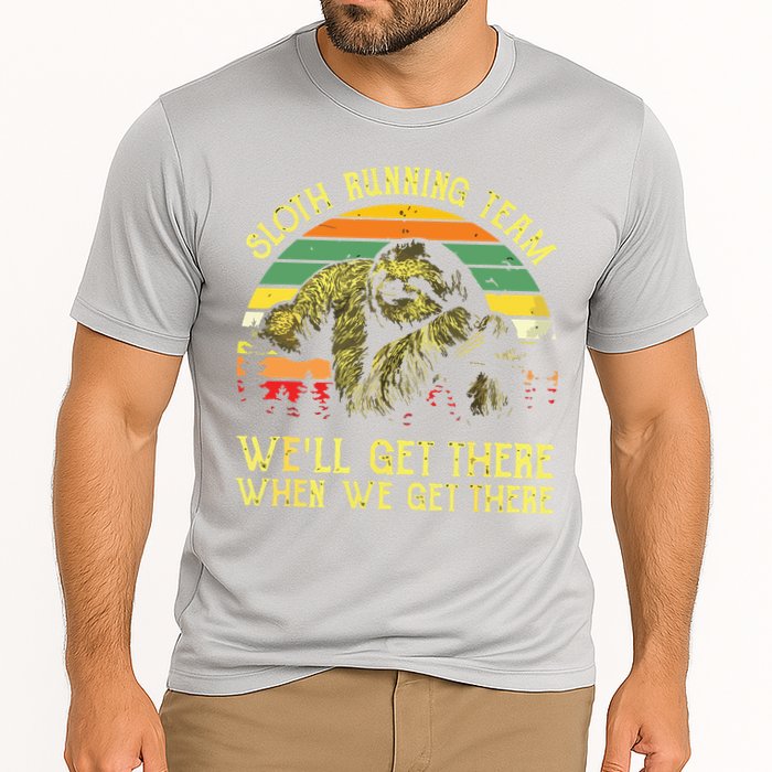 Vintage Sloth Running Team Well Get There Funny Sloth Performance Shirt
