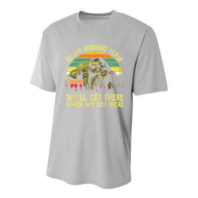 Vintage Sloth Running Team Well Get There Funny Sloth Youth Performance Sprint T-Shirt