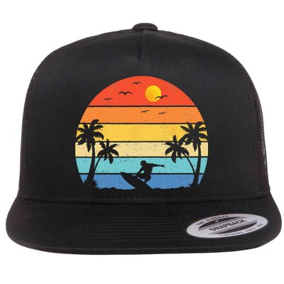 Vintage Surfer Retro Surfing Beach Surf Flatbill Hat