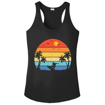 Vintage Surfer Retro Surfing Beach Surf Ladies PosiCharge Competitor Racerback Tank