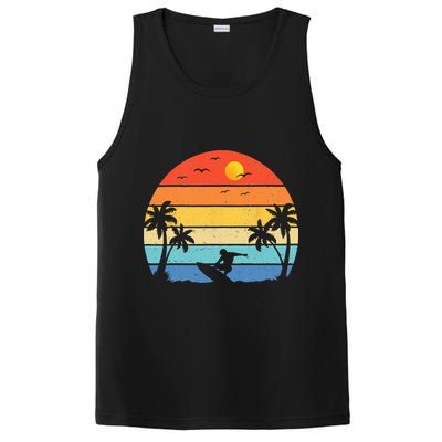 Vintage Surfer Retro Surfing Beach Surf PosiCharge Competitor Tank
