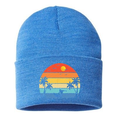 Vintage Surfer Retro Surfing Beach Surf Sustainable Knit Beanie